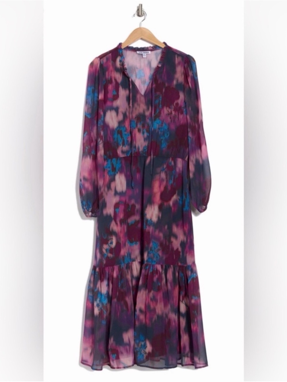 Women's Floral Tie-Dye Midi Dress - Purple/Pink